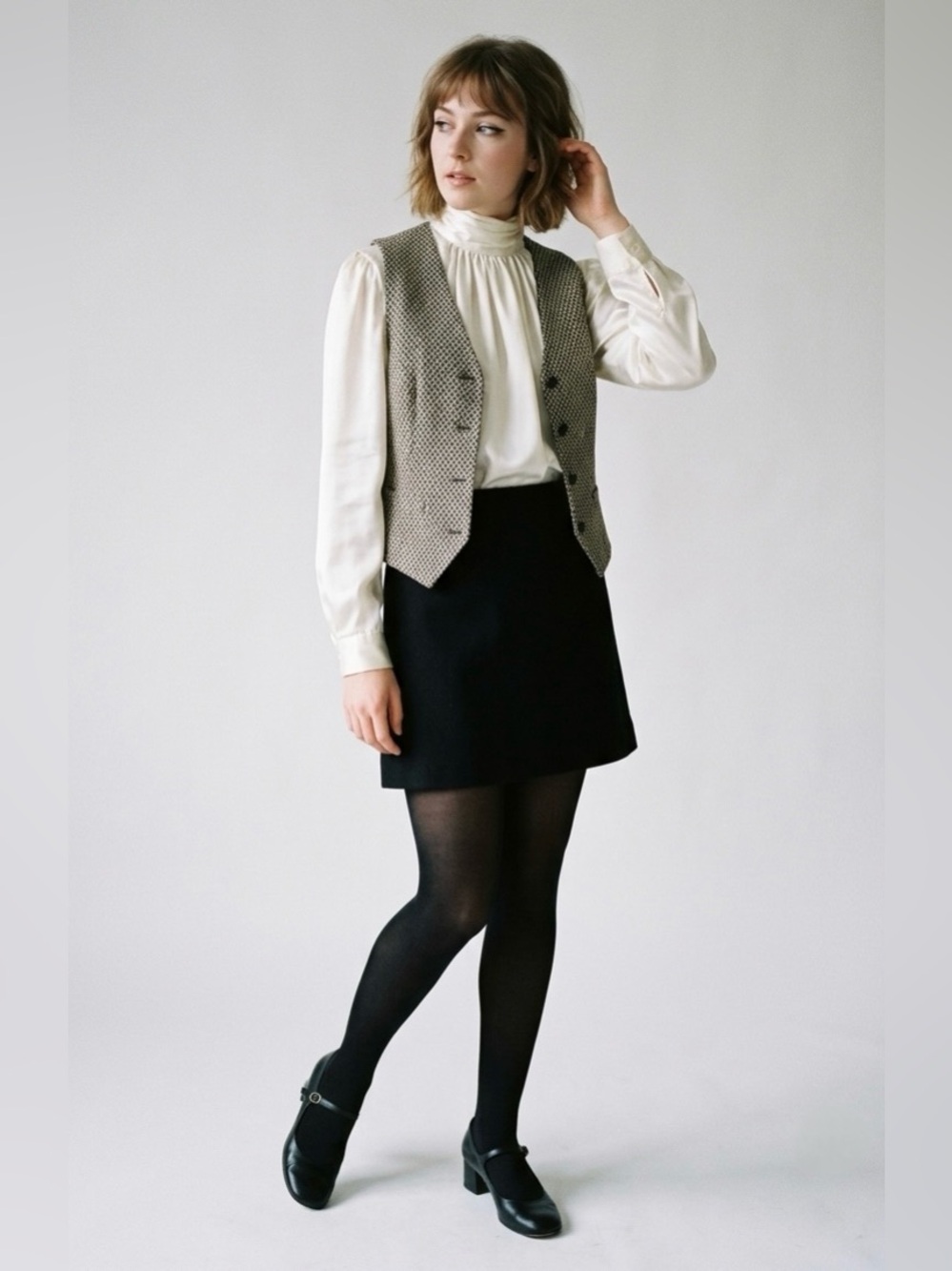 Scott McClintock Gunne Sax Ivory Satin Blouse 10